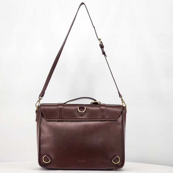 Ecosusi Briefcase Bow Brown Faux Leather Convertible Backpack Messenger Bag - Picture 5 of 16